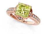 Rose gold Fancy Yellow Princess  Cut Halo Diamond Ring with Channel Set Band and Four-Prong Setting_29