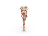 Rose gold Fancy Yellow Princess Cut Halo Diamond Ring with Milgrain and Bezel Accents on a Split Shank Band_26