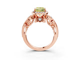 Rose gold Fancy Yellow Princess Cut Halo Diamond Ring with Milgrain and Bezel Accents on a Split Shank Band_27