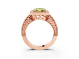Rose gold Fancy Yellow Princess  Cut Halo Diamond Ring with Pavé Band and Four-Prong Setting_31