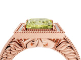 Rose gold Fancy Yellow Princess  Cut Halo Diamond Ring with Pavé Band and Four-Prong Setting_32