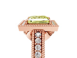 Rose gold Fancy Yellow Princess  Cut Halo Diamond Ring with Pavé Band and Four-Prong Setting_33