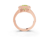 Rose gold Fancy Yellow Princess  Cut Halo Diamond Ring with Pavé Band and Milgrain Prong Setting_36