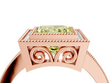 Rose gold Fancy Yellow Princess  Cut Halo Diamond Ring with Pavé Band and Milgrain Prong Setting_37