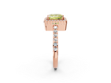 Rose gold Fancy Yellow Princess  Cut Halo Diamond Ring with Pave Band and Four-Prong Setting_2
