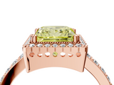 Rose gold Fancy Yellow Princess  Cut Halo Diamond Ring with Pave Band and Four-Prong Setting_4