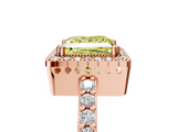 Rose gold Fancy Yellow Princess  Cut Halo Diamond Ring with Pave Band and Four-Prong Setting_5