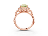 Rose gold Fancy Yellow Princess  Cut Halo Diamond Ring with Scrollwork Band and Four-Prong Setting_3