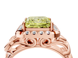 Rose gold Fancy Yellow Princess  Cut Halo Diamond Ring with Scrollwork Band and Four-Prong Setting_4