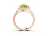 Rose gold Fancy Yellow Princess Cut Halo Diamond Ring with Solitaire Band and Prong Setting_3