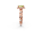 Rose gold Fancy Yellow Princess Cut Halo Diamond Solitaire with Filigree Band and Four-Prong Setting_14
