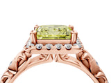 Rose gold Fancy Yellow Princess Cut Halo Diamond Solitaire with Filigree Band and Four-Prong Setting_16
