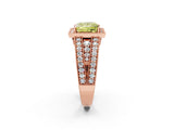 Rose gold Fancy Yellow Princess Cut Halo Diamond Split Shank Ring with Prong Setting_2