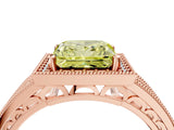 Rose gold Fancy Yellow Princess Cut Halo Diamond Split Shank Ring with Prong Setting_4