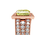 Rose gold Fancy Yellow Princess Cut Halo Diamond Split Shank Ring with Prong Setting_5