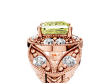Rose gold Fancy Yellow Princess Cut Halo Milgrain Diamond Engagement Ring with Leaf Band and Four-Prong Setting_5