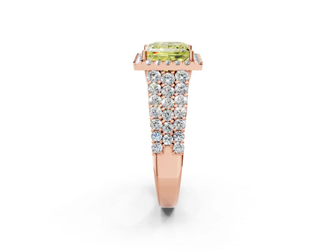 Rose gold Fancy Yellow Princess Cut Halo Pavé Diamond Engagement Ring with Split Shank and Four-Prong Setting_5