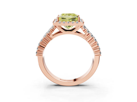 Rose gold Fancy Yellow Princess Cut Halo Pavé Diamond Engagement Ring with Split Shank and Four-Prong Setting_6