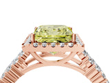 Rose gold Fancy Yellow Princess Cut Halo Pavé Diamond Engagement Ring with Split Shank and Four-Prong Setting_7