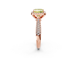 Rose gold Fancy Yellow Princess  Cut Halo Pave Band Four-Prong Setting Ring_2