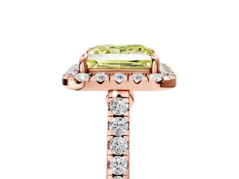 Rose gold Fancy Yellow Princess Cut Halo Pave Diamond Engagement Ring with Four-Prong Setting_5