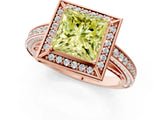 Rose gold Fancy Yellow Princess  Cut Halo Pave Split Shank Prong Setting Ring_32