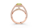 Rose gold Fancy Yellow Princess  Cut Halo Pave Split Shank Prong Setting Ring_34