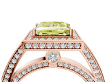 Rose gold Fancy Yellow Princess  Cut Halo Pave Split Shank Prong Setting Ring_35