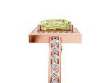 Rose gold Fancy Yellow Princess  Cut Halo Pave Split Shank Prong Setting Ring_36