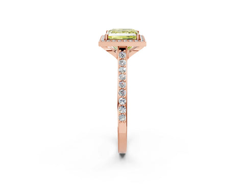 Rose gold Fancy Yellow Princess Cut Halo Round Diamond Pavé Band with Four-Prong Setting_17