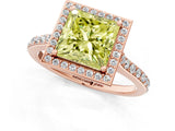 Rose gold Fancy Yellow Princess Cut Halo Round Diamond Pavé Band with Four-Prong Setting_28