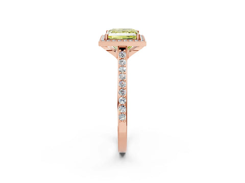 Rose gold Fancy Yellow Princess Cut Halo Round Diamond Pavé Band with Four-Prong Setting_29