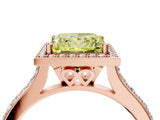 Rose gold Fancy Yellow Princess Cut Halo Round Diamond Pavé Band with Four-Prong Setting_31