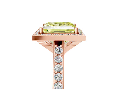 Rose gold Fancy Yellow Princess Cut Halo Round Diamond Pavé Band with Four-Prong Setting_32