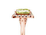 Rose gold Fancy Yellow Princess Cut Halo Round Diamond Solitaire Ring with Pavé Band and Four-Prong Setting_17