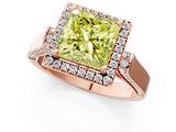 Rose gold Fancy Yellow Princess Cut Halo Round Diamond Twist Band with Four-Prong Setting_1