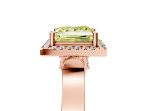 Rose gold Fancy Yellow Princess Cut Halo Round Diamond Twist Band with Four-Prong Setting_5