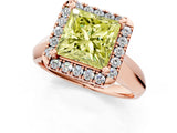 Rose gold Fancy Yellow Princess  Cut Halo Solitaire Engagement Ring with Square Band and Four-Prong Setting_67