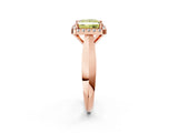 Rose gold Fancy Yellow Princess  Cut Halo Solitaire Engagement Ring with Square Band and Four-Prong Setting_68