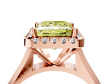 Rose gold Fancy Yellow Princess  Cut Halo Solitaire Engagement Ring with Square Band and Four-Prong Setting_70