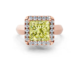 Rose gold Fancy Yellow Princess  Cut Halo Solitaire Engagement Ring with Square Band and Four-Prong Setting_77