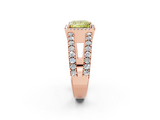 Rose gold Fancy Yellow Princess  Cut Halo Split Shank Diamond Ring with Four-Prong Setting_2