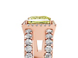 Rose gold Fancy Yellow Princess  Cut Halo Split Shank Diamond Ring with Four-Prong Setting_5