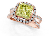 Rose gold Fancy Yellow Princess  Cut Halo Split Shank Pave Set Ring_18