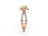 Rose gold Fancy Yellow Princess  Cut Halo Split Shank Pave Set Ring_19