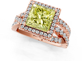 Rose gold Fancy Yellow Princess  Cut Halo Split Shank Prong Setting Ring_1