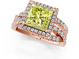 Rose gold Fancy Yellow Princess  Cut Halo Split Shank Prong Setting Ring_13