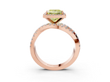Rose gold Fancy Yellow Princess  Cut Halo Split Shank Prong Setting Ring_3