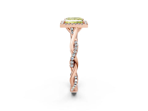 Rose gold Fancy Yellow Princess Cut Halo Twist Band with Four-Prong Setting_14