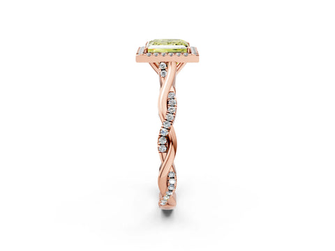 Rose gold Fancy Yellow Princess Cut Halo Twist Band with Four-Prong Setting_2